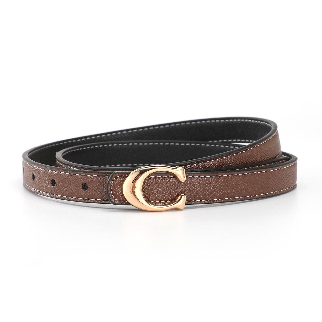 2025 Women's Fashion Alloy Buckle Thin Leather Belt for Jeans & Dresses
