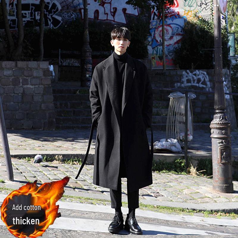 Men's Woolen Mid-Length Trench Coat with Cotton Padding – 2025 Autumn/Winter Style
