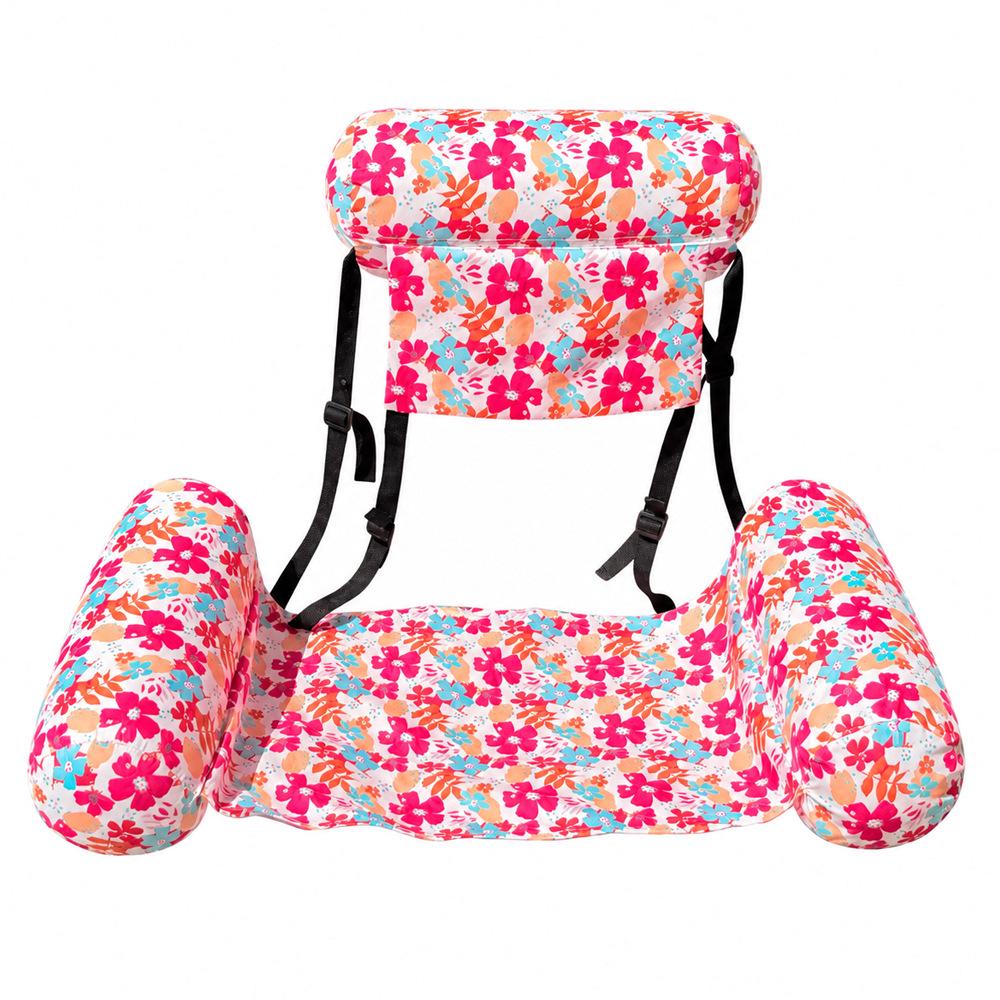 Inflatable Hammock Floating Chair with Backrest - Foldable Summer Pool Party Lounger.