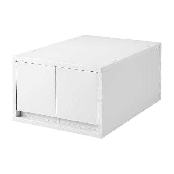 MUJI Small items storage case with recycled polypropylene, large, 2 drawers, white gray, approx. width 26 x depth 37 x height 17.5 cm 84799631