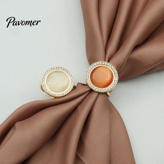 Gold Plated Scarf Holder Cat Eye Stone Silk Button, Vintage Style Alloy Light Luxury Button Buckle, Decorative Anti-slip Clip for Women Coats