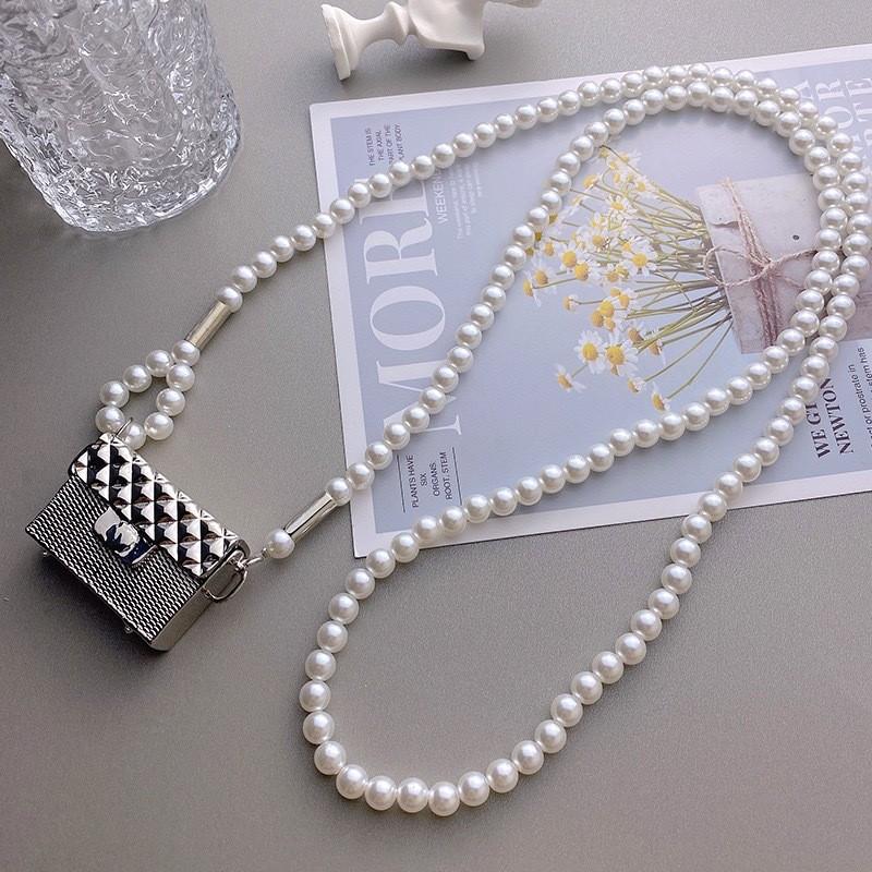 Metal Pearl Girl Mini Crossbody Bag With Chain Strap For Street Fashion Accessories