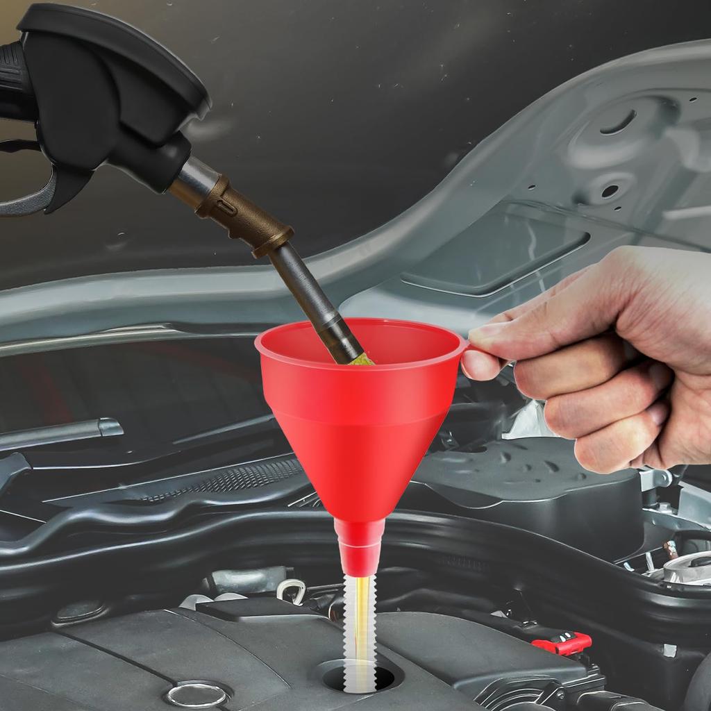 Umbresen Oil Funnels Set, Automotive Fuel Funnels, Wide Mouth Gas Funnel With Handle, Large Funnels With Hose, Plastic Long Neck Oil Funnels,