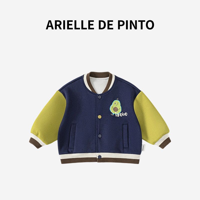 French Arielle De Pinto Boys Early Autumn Outfit Jacket Casual Jacket Color-Blocking Baby Boy Baseball Jacket Tibetan youth 80