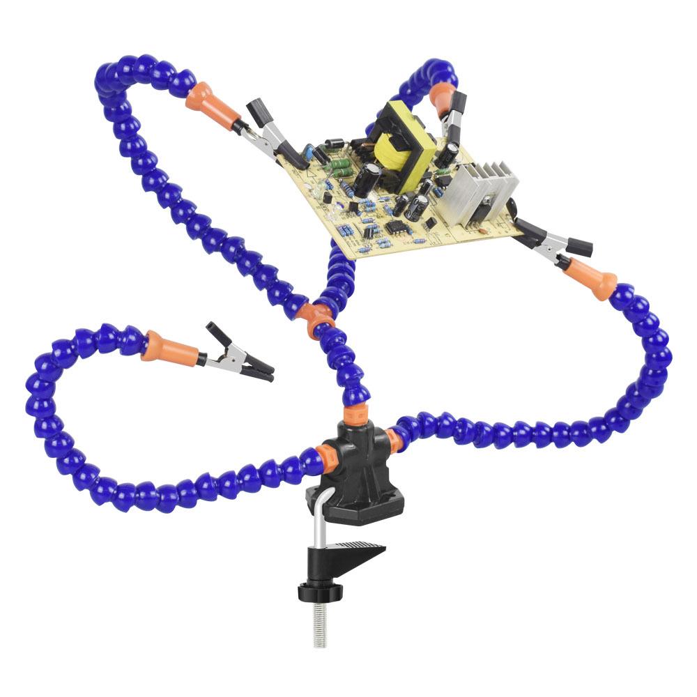 Four-Jaw Soldering Station with Flexible Arm and PCB Holder for Multifunctional Welding and Model Repair.