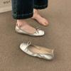 With skirt fairy style silver soft surface soft sole grandma shoes one pedal light mouth ballet shoes gentle evening single shoes