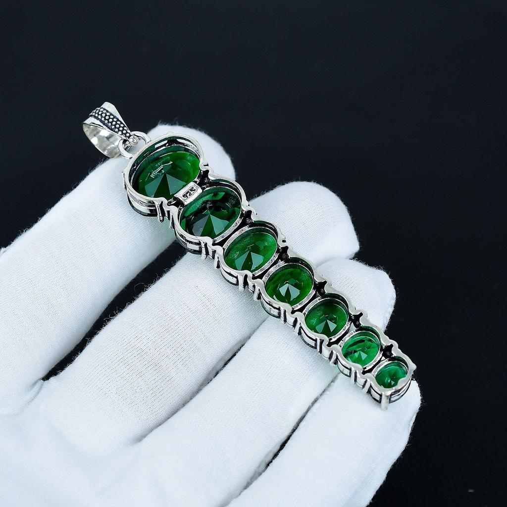 Green Tourmaline Pendant, 925 Sterling Silver Pendant, Handmade Pendant, Antique Pendant, Green Tourmaline Gemstone Pendant, Anniversary Gift