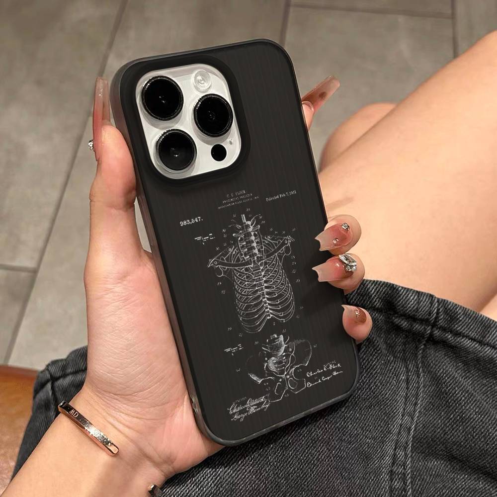 Radiological Human Organs Skeleton Phone Case For IPhone 17 16 15 11 12 13 14 Pro Max Soft Corrugated Silicone Cover Case