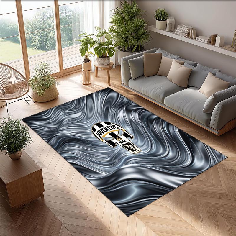 Juventus FC bedruckter Flanell-Teppich rutschfest weicher Polyester-Bodenbelag Indoor-Dekormatte für Schlafzimmer Wohnzimmer Sofa