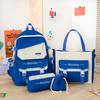 Four-piece Schoolbag Korean Version Simple Junior High School High School Campus Student Bag College Student Backpack Fresh Cute Backpack