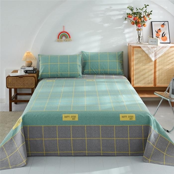 Checkered Pattern Bed Sheet Set Cotton Bed Sheets with Pillowcases Thickened Extra Soft Bedding Set Skin-friendly Breathable