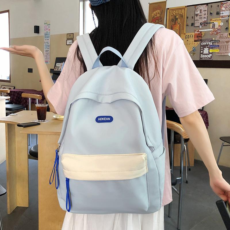 Middle School Student Contrast Color Schoolbag Women's Computer Backpack Lightweight Backpack