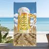 Lustiges muskulöses Bierkrug-Print Strandtuch Cartoon Bierbecher Design Schnelltrocknend Sandfrei Saugfähig Weiches Handtuch für Sommer Camping