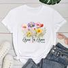 Funny Flowers Grow In Grace Letter Printing T-Shirts For Women Summer Tee Shirt Femme Casual Short Sleeve