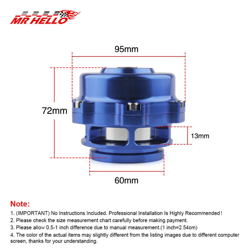 Universal Turbo Blow Off Valve 50mm BOV With Weld On Aluminum V-Band Flange 6PSI+18PSI Springs