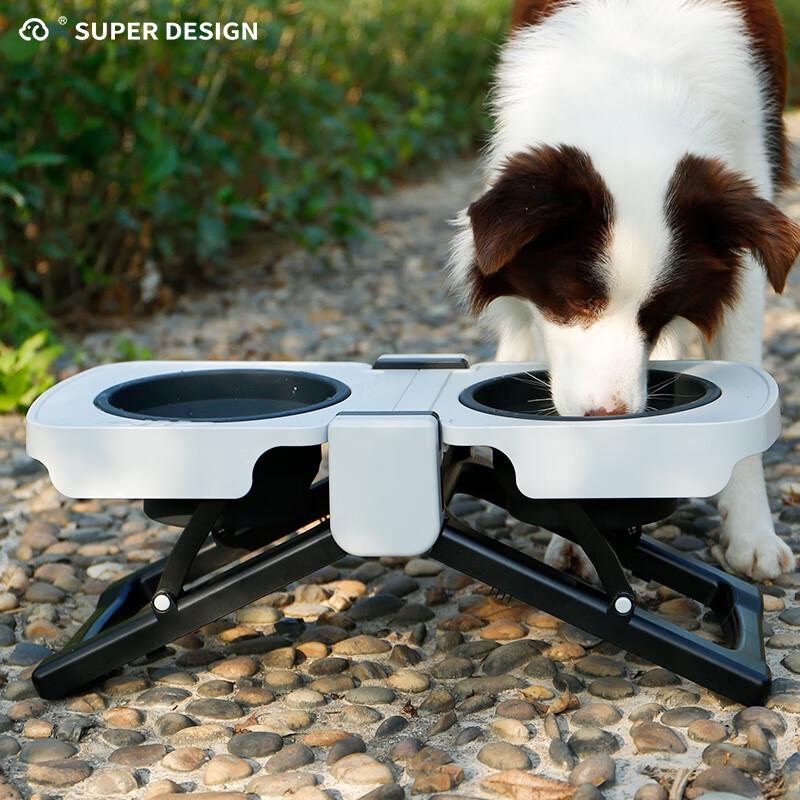 

OJW Portable Foldable Elevated Double Pet Bowl