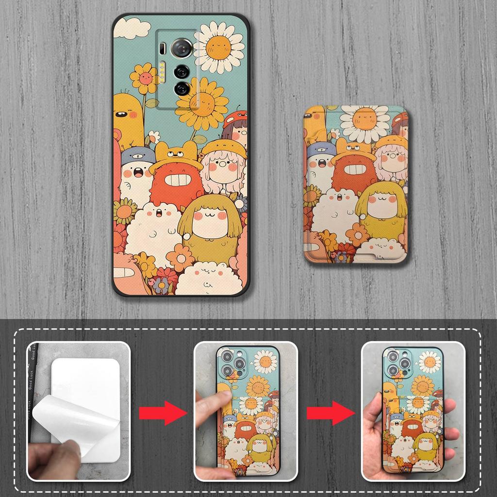 Fashion Design Anti-knock Phone Case For Tecno Phantom X/AC8 Graffiti Back Cover Silicone Durable Cartoon Card bag Cover