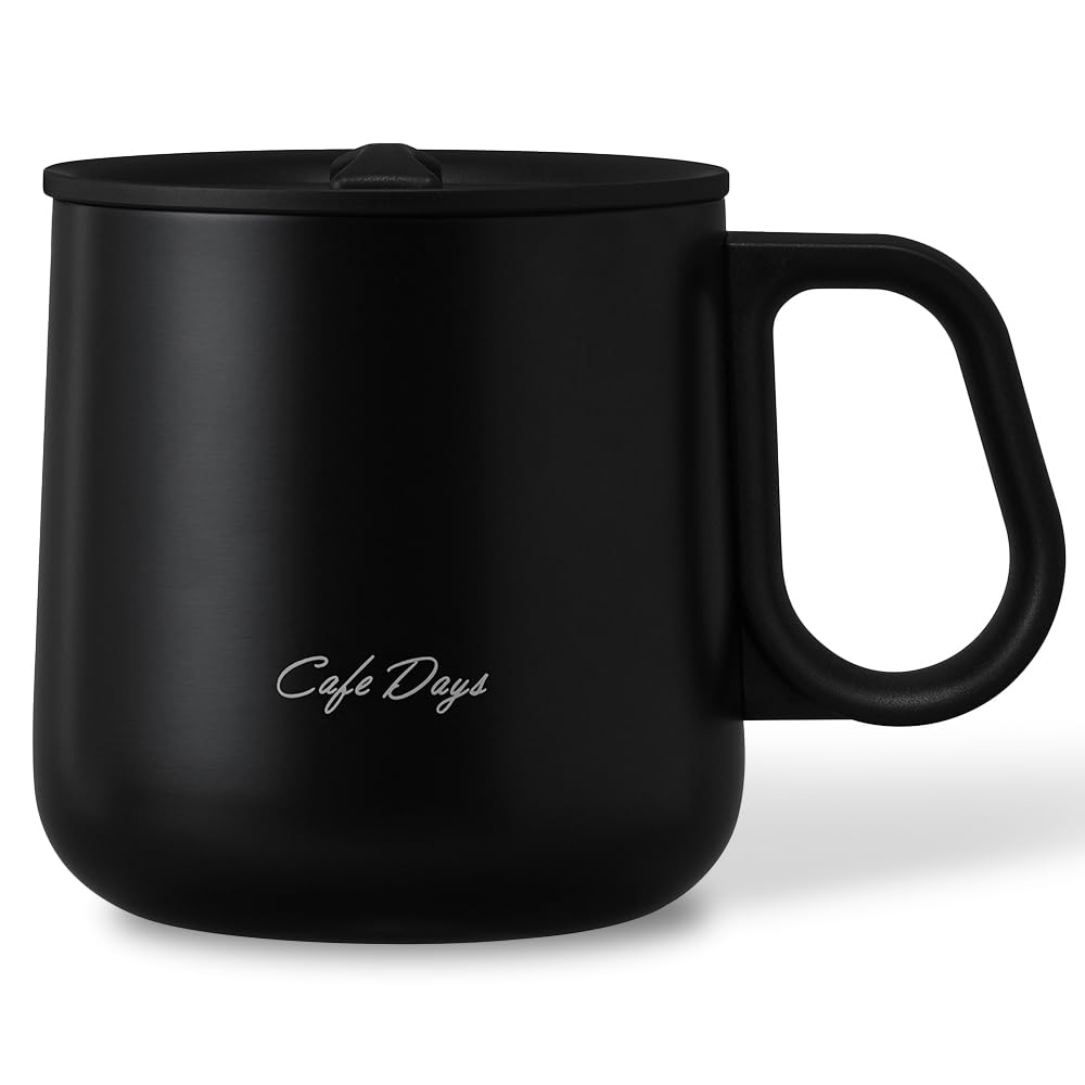 

Iris Ohyama 360ml Vacuum Insulated Mug with Keeps Drinks Hot or Cold or Higher Cold or Simple Office 2 Lightweight Cafe Days Lid, (Heat Retention чёрный