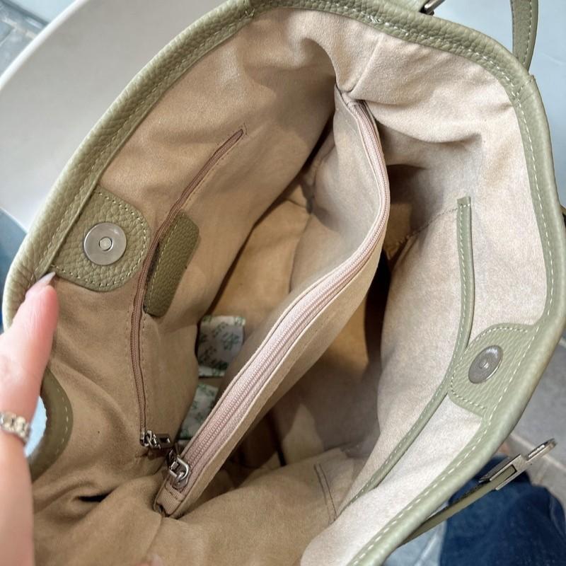 Womens Genuine Leather Bucket Bag Casual Versatile Shoulder Crossbody