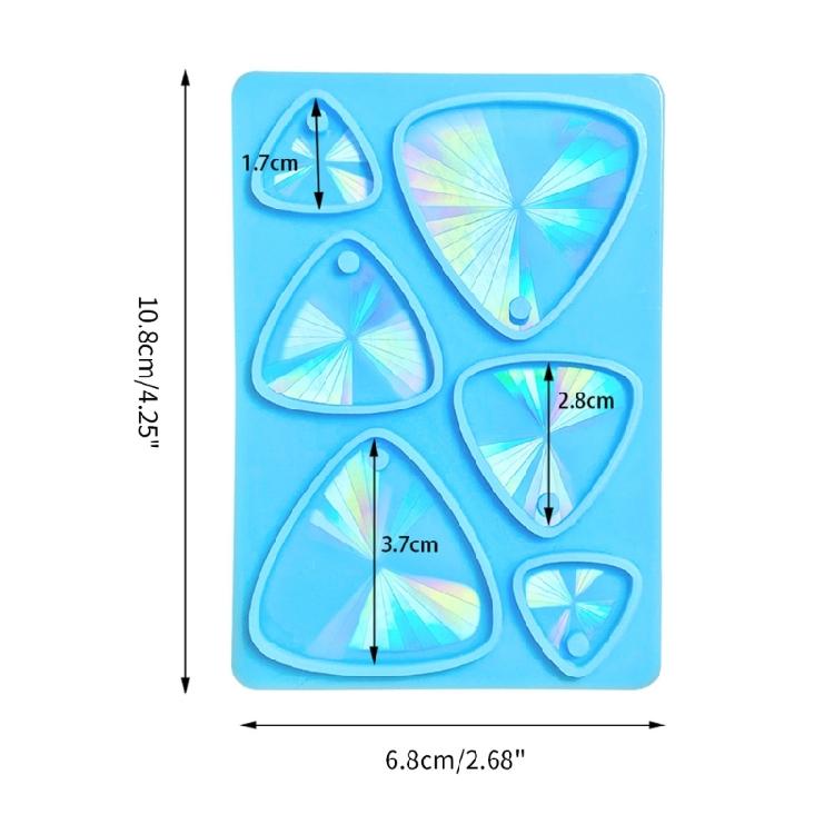 DIY Holographic Crystal Epoxy Resin Silicone Mold Triangle Earring Keychain DIY