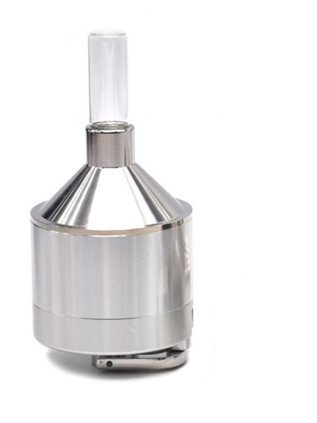 

1 шт. 44 мм Металлическая ручная мельница для специй из порошка Воронка Контейнер для еды Кухонные инструменты Измельчитель трав Ручная дробилка со стеклянной бутылкой для табака серебряный