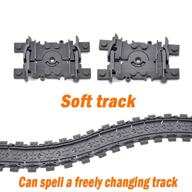 City Trains Flexible Tracks Forked Straight Curved Soft Rails Track Switch Building Block Bricks Kids DIY High-tech Train Toys