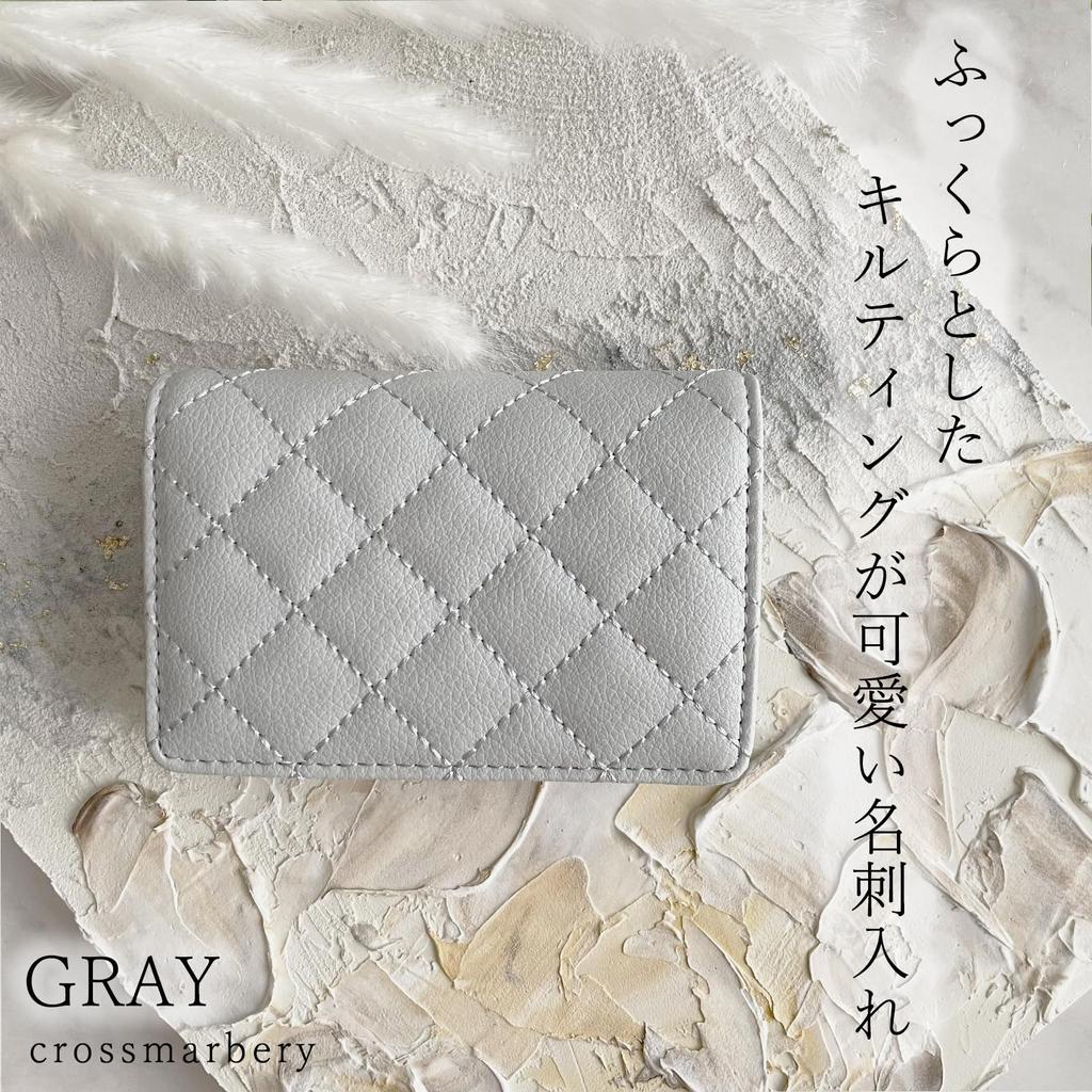 Crossmarberry Stilvolle und Niedliche gesteppte Visitenkartenhülle für Damen mit Magnetischen Trennwänden, Bifold-Design, Leicht, Einfaches Kunstleder, R88 Grau