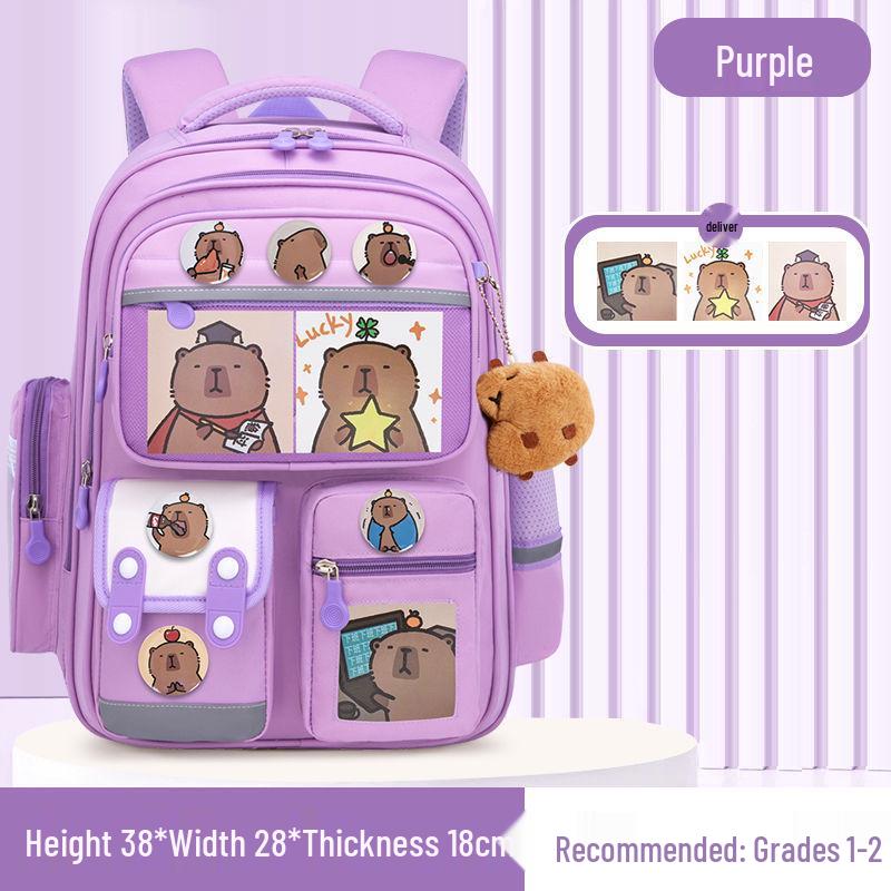 Kids' Lightweight Backpack with Spine Protection for Grades 1-6, Large Capacity, Ideal for Boys and Girls