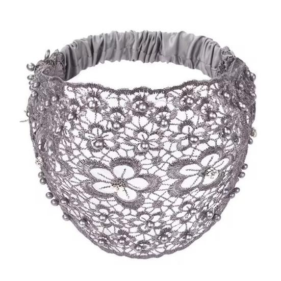 Kvinner hult pannebånd Blomstermønster skinnende rhinestones Faux Pearls Hårbånd Høy elastisk bred hårholder