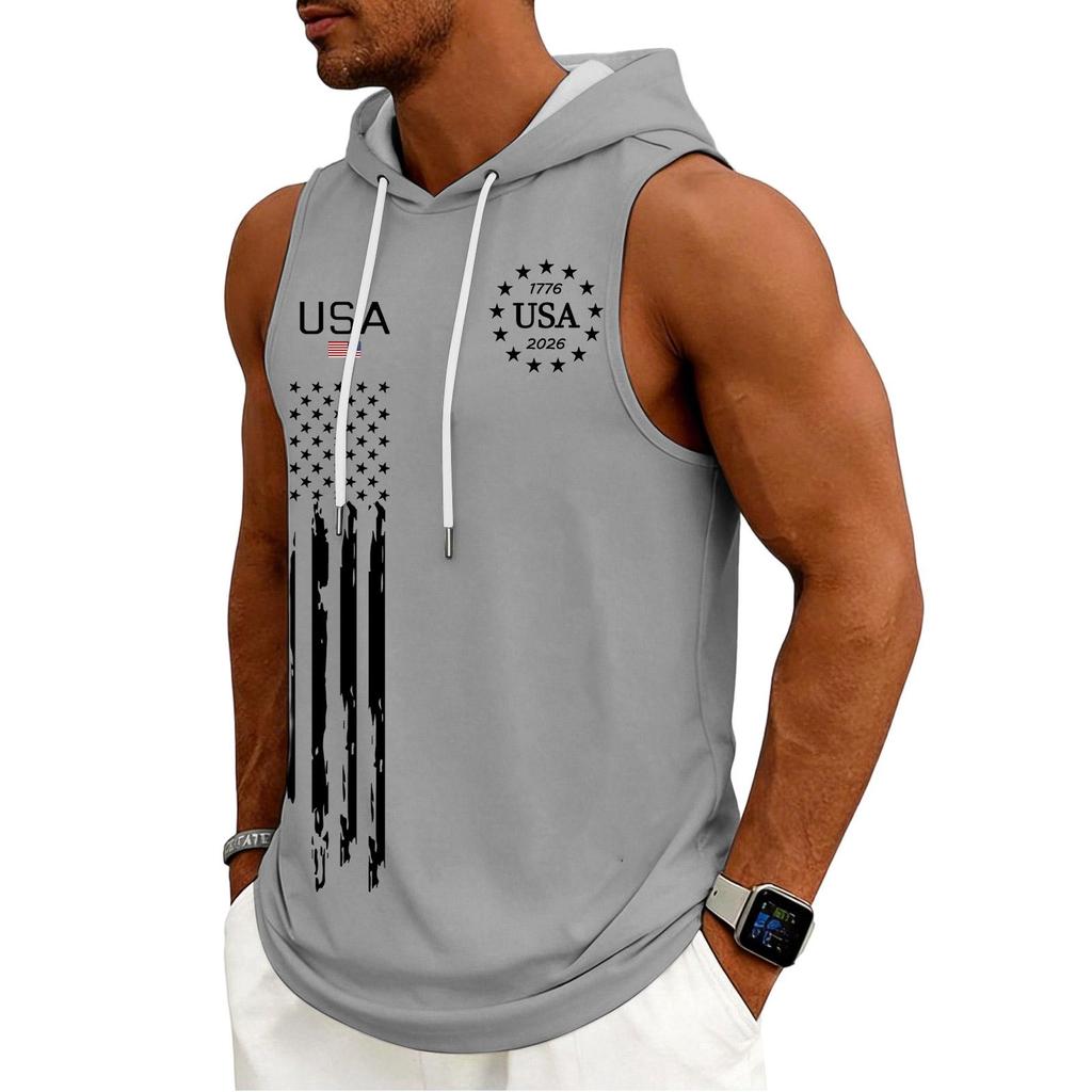Débardeur Homme Sweat à Capuche Sans Manches Salle de Sport Chemise Lavée Sports Débardeur Fitness Musculation Avec Capuche