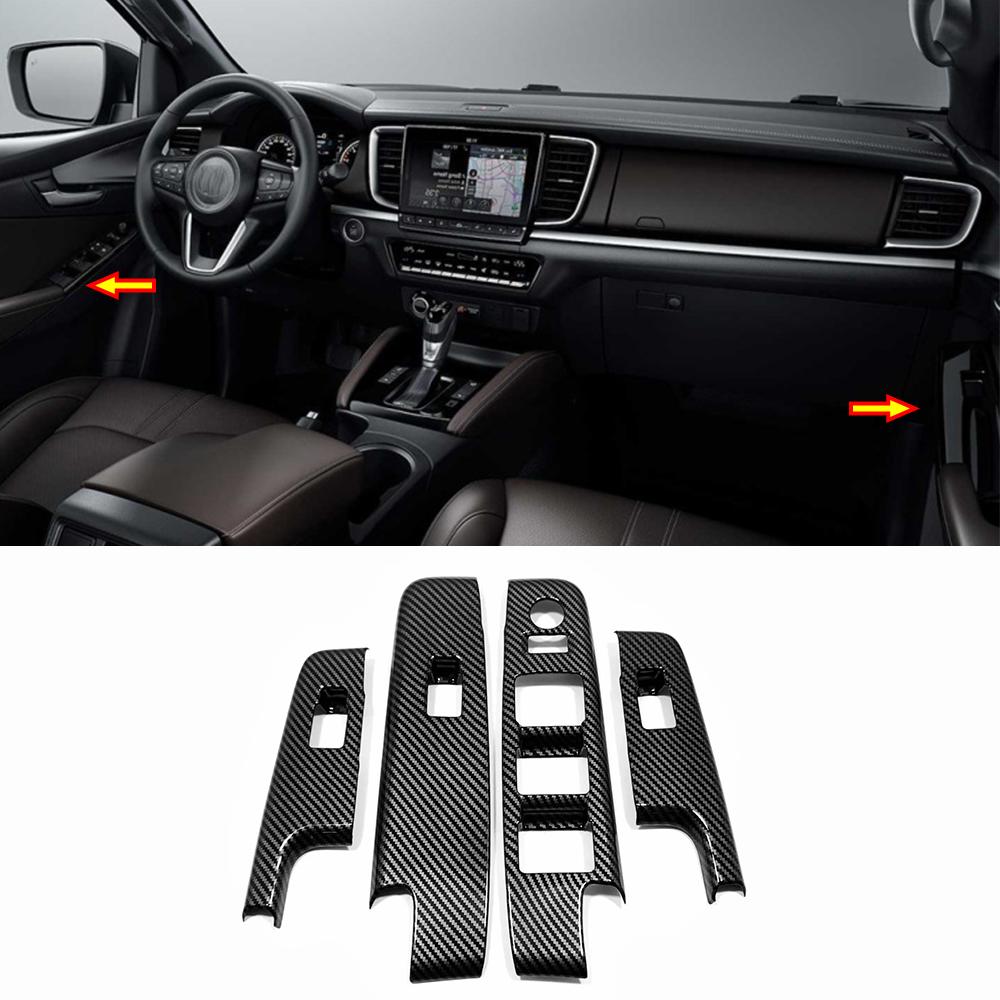 

ABS Carbon для Mazda BT-50, аксессуары для интерьера, автомобильный подлокотник, оконное стекло, кнопка подъема переключателя, декоративная наклейка, накладка