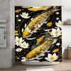 Golden Fish Bath Mat Shower Curtain with Lotus Flower Printing Waterproof for Home Decor Bathroom Accessories