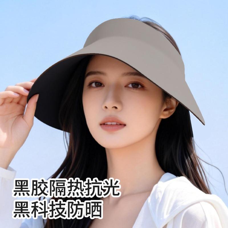 Shumeijia Adult Sunscreen Hat Women's Sun Hat UV Protection Sun Hat Empty Top Large Brim Lampshade Hat Foldable