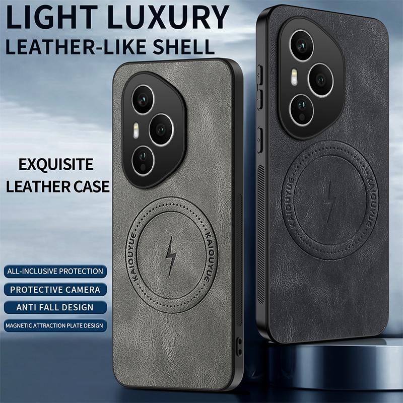Magnetic Case For Honor 400 Pro Honor400 Lite 5G MagSafe Napa-textured PU Silicone Leather Cover Shockproof Bumper