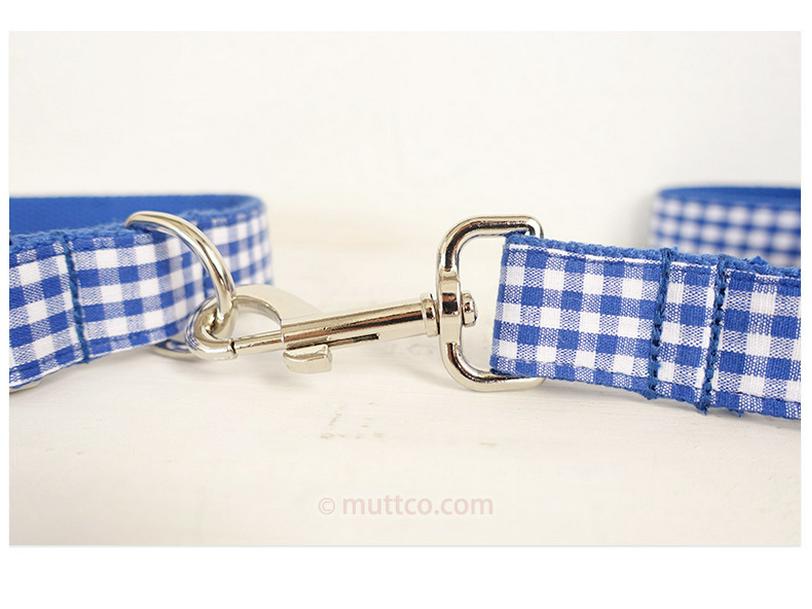 Blue Plaid Dog Collar and Leash Set with Innovative Design