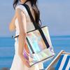 Holographic Transparent Beach Tote Bag Waterproof Large Capacity Travel Bag Dry Wet Separation Summer Swimming Shoulder Bag