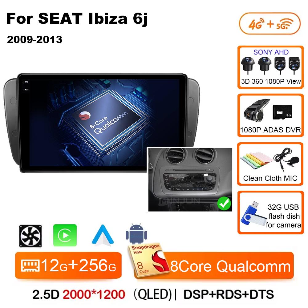 9 Inch Android 14 Qualcom Car Multimedia Player For SEAT Ibiza 6j 2009 2010 2011 2012 2013 Wireless Carplay Android Auto 4G
