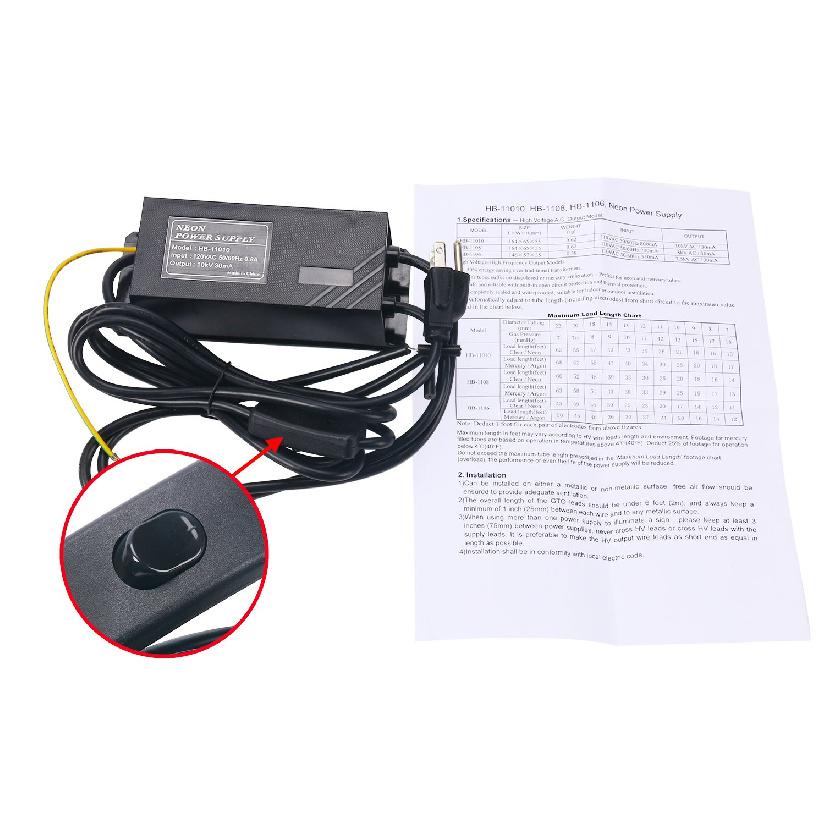 YaeCCC 10KV 30mA Power Supply for Glass Neon Sign Electronic Neon Light Transformer 120V AC 50Hz/60Hz
