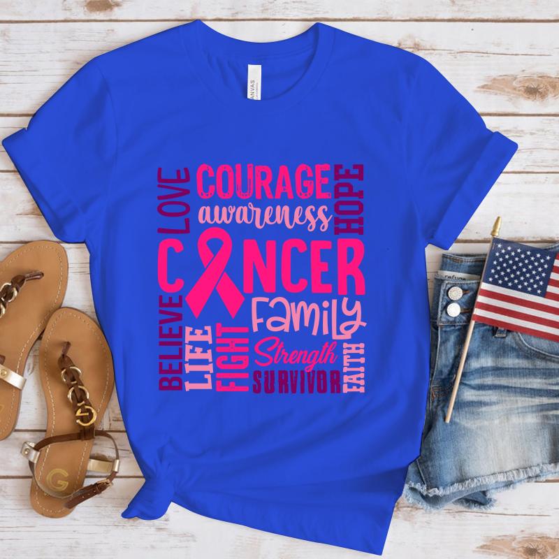 Hot Breast Cancer Awareness Cancer Letter Printed T Shirts Women Men Casual Short Sleeve Summer Tops