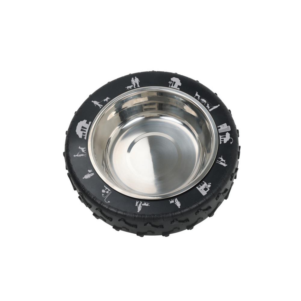 

Anti Choking Dog Water Food Bowls Tyre Shape Pets Slow Feeder for Feeding чёрный