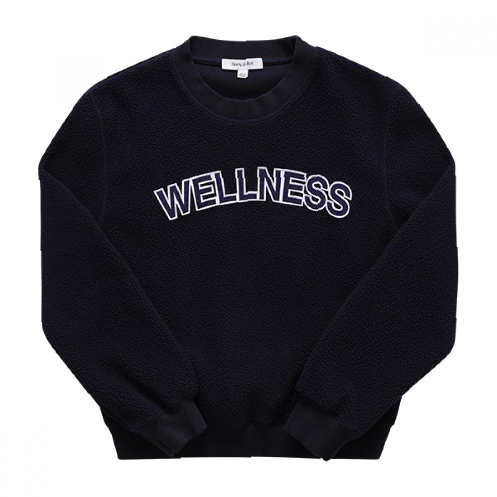 Sporty   Rich Cr666na Navy Sherpa CapSule WellneSS Sherpa  WellneSS Sherpa  Bookle Crop Women S SweatShirt CR666NA NAVY (L)