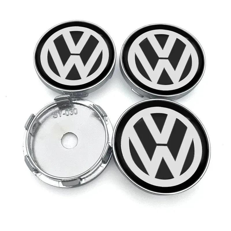 For VW 4PCS 60MM Car Wheel Center Caps Hub Covers Badge for Volkswagen VW Polo Golf-4 5 6 7 MK5 CC Tiguan Passat MK6 MK7 Vehicle Access