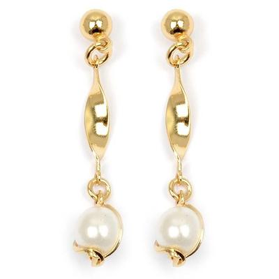 [L4281] - Gold Plated 'Perla' Earrings - 33x6 Mm