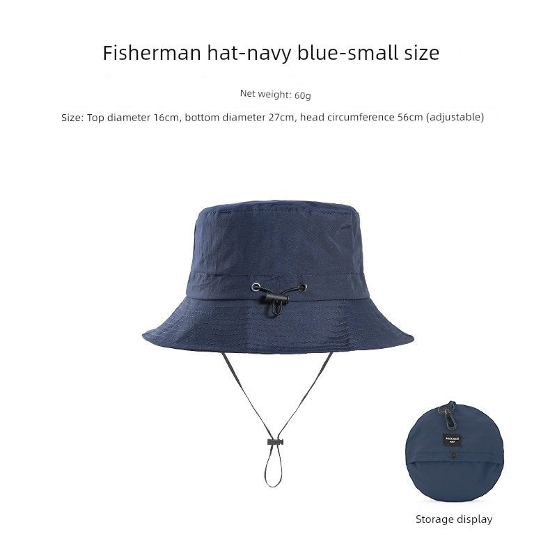 

Waterproof Bucket Hat Bag Can Hold Bucket Hat Summer Thin Hat Female Outdoor Alpine Cap Men s Sun-Shade Quick-Drying Navy blue