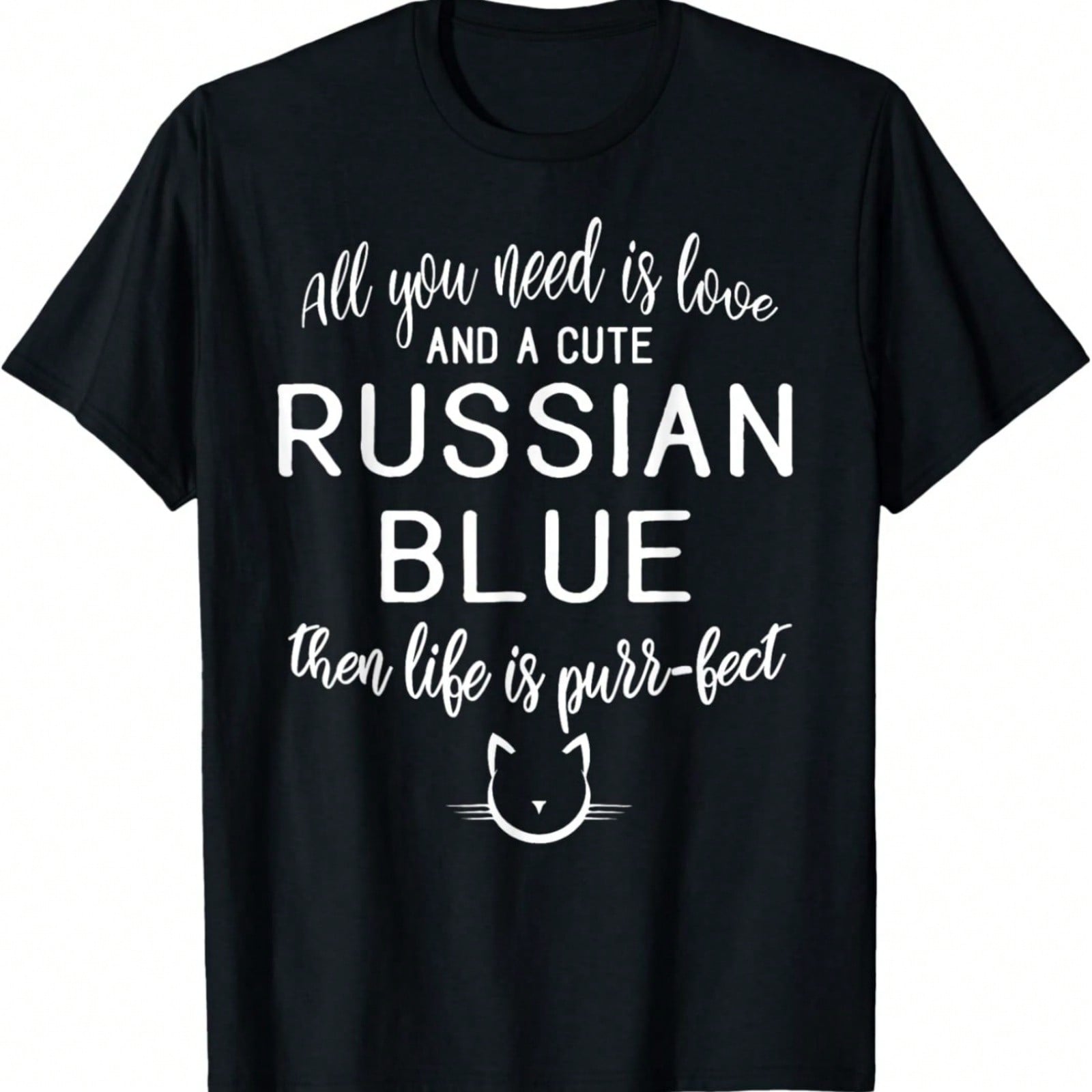 Russian Blue Cat Flower T-Shirt S разноцветный