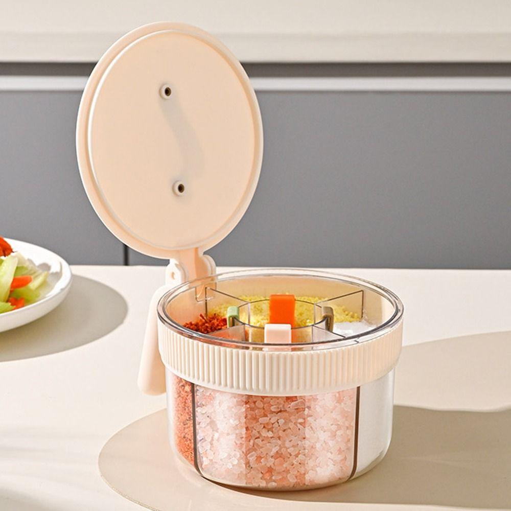 Sealed 4 Grids Seasoning Box Moisture-proof Seasoning Jar Convenient Salt Organizer  for Home