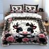 Cute Highland Cow With Floral Frame Print Bedding Set 1 Duvet Cover 2 Pillowcases For Adult And Children Luxury Gift Full Size