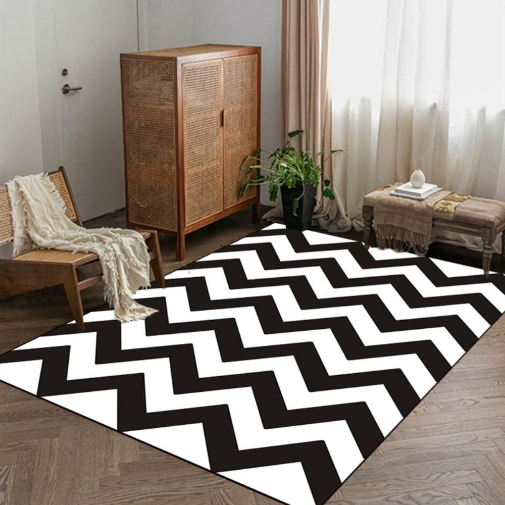 Retro Geometric Wood Grain Design Carpet Living Room Decor Sofa Rug Bedside Soft Area Rug Balcony Coffee Table Floor Mat Doormat