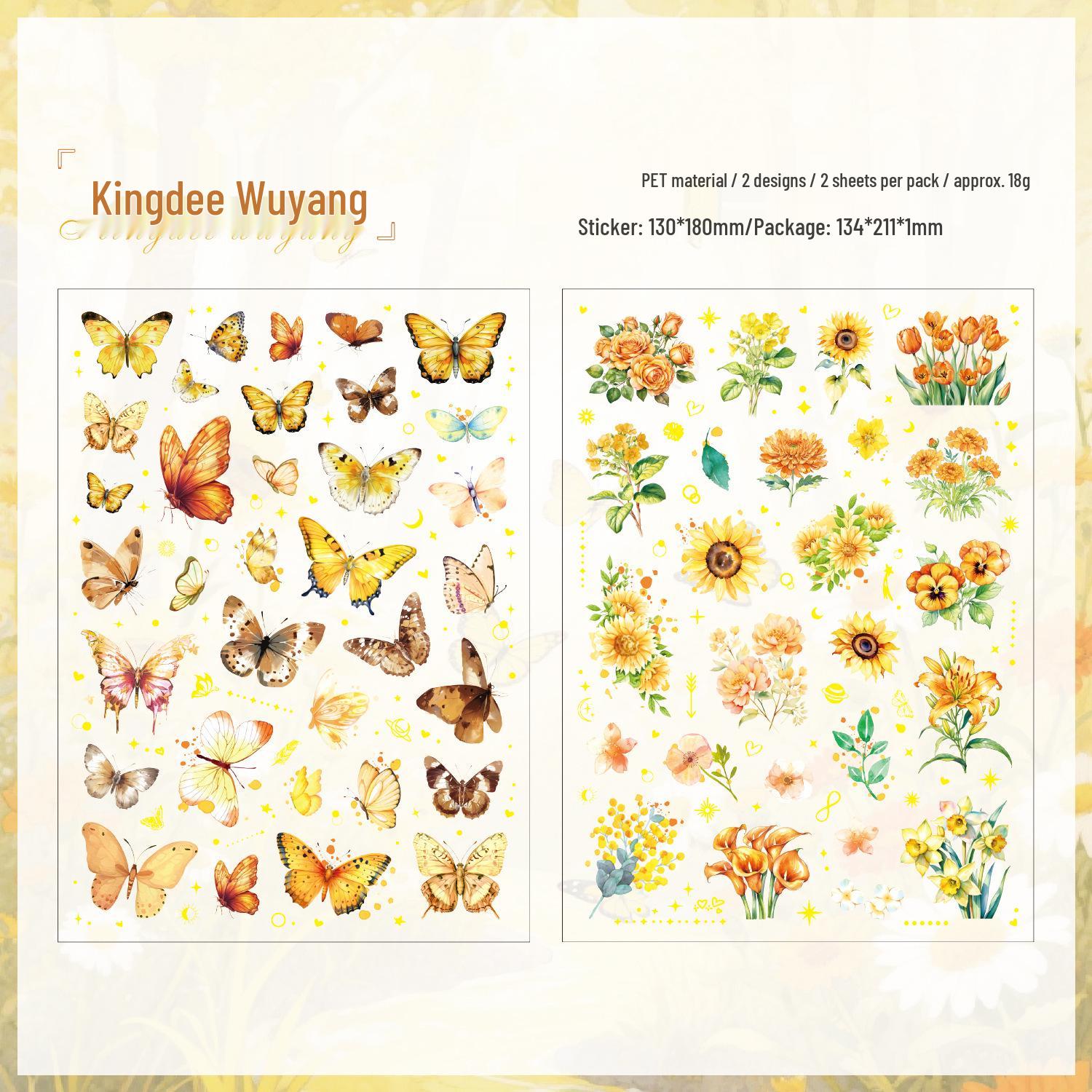 ZABC Glitter PET Sticker Pack: Flower & Butterfly Whispers, 2 Sheets per Pack, Butterfly Collage Theme, 4 Styles