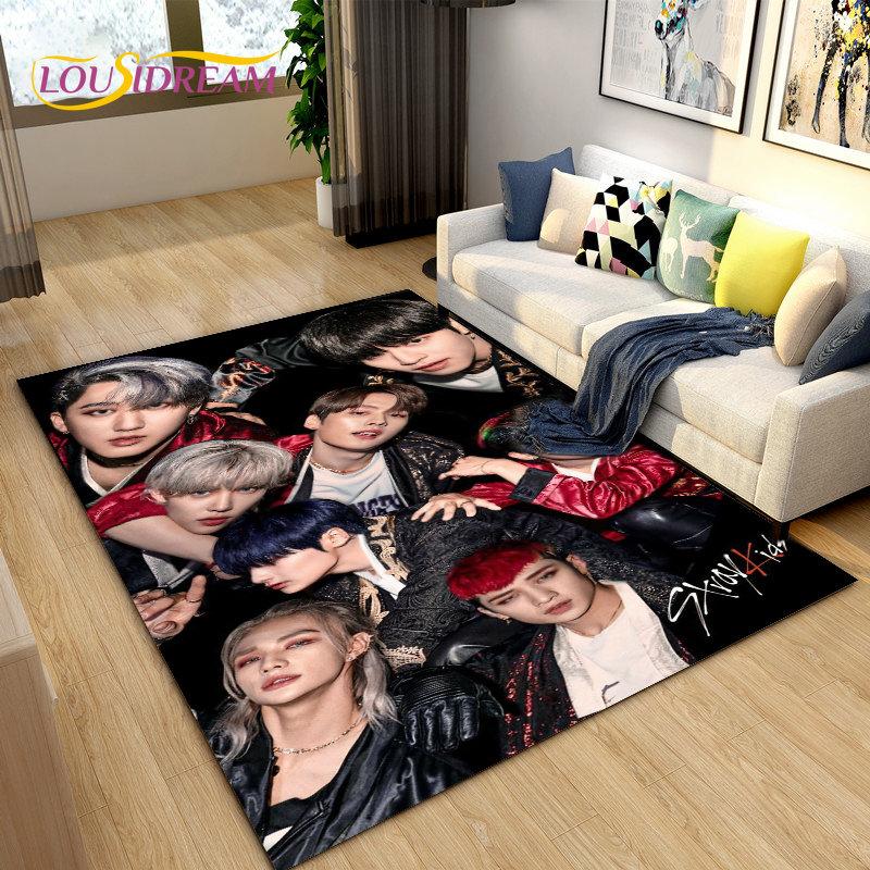 Stray Kids Kpop Singer Area Rug Large,Carpet Rug for Living Room Bedroom Sofa Doormat Decoration, Kids Play Non-slip Floor Mat